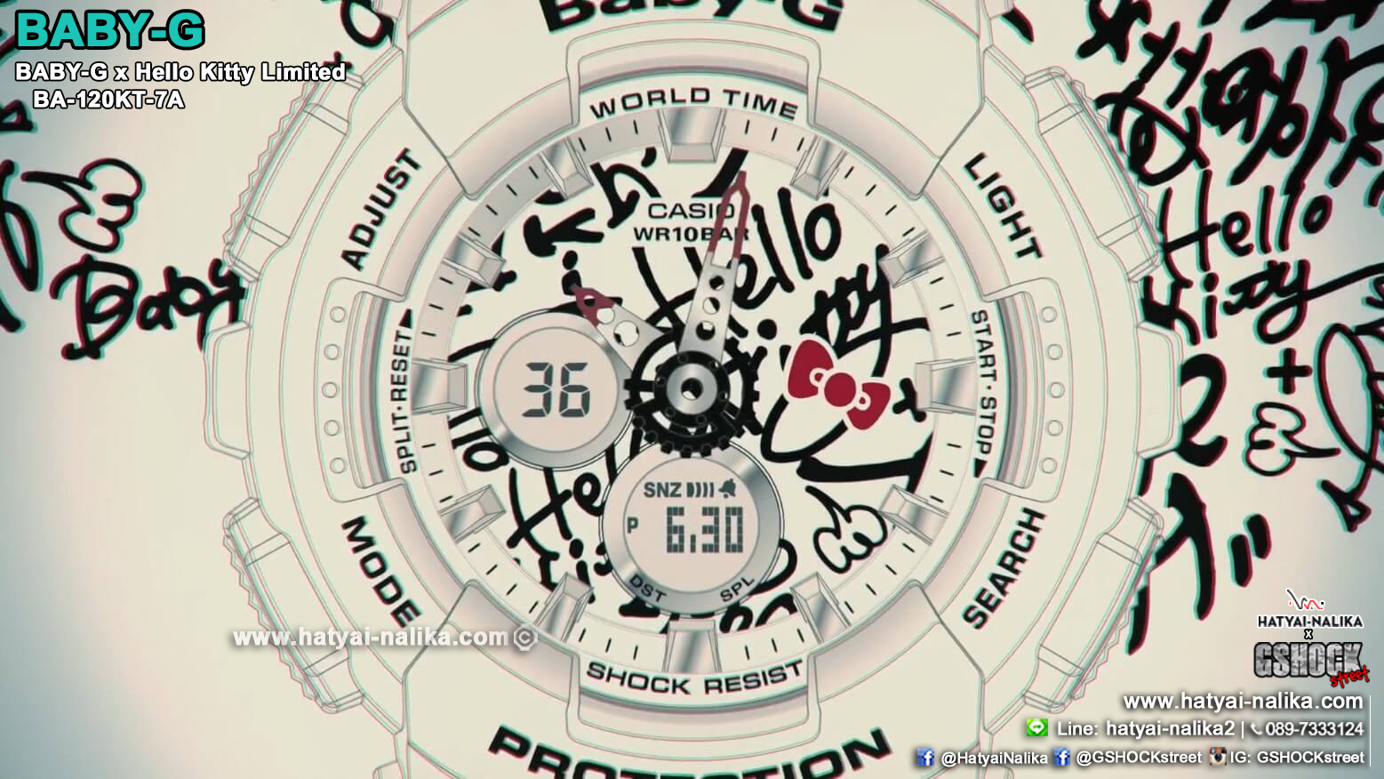 นาฬิกา Casio Baby-G x Hello Kitty Limited Edition รุ่น BA-120KT-7A ของแท้ รับประกัน1ปี