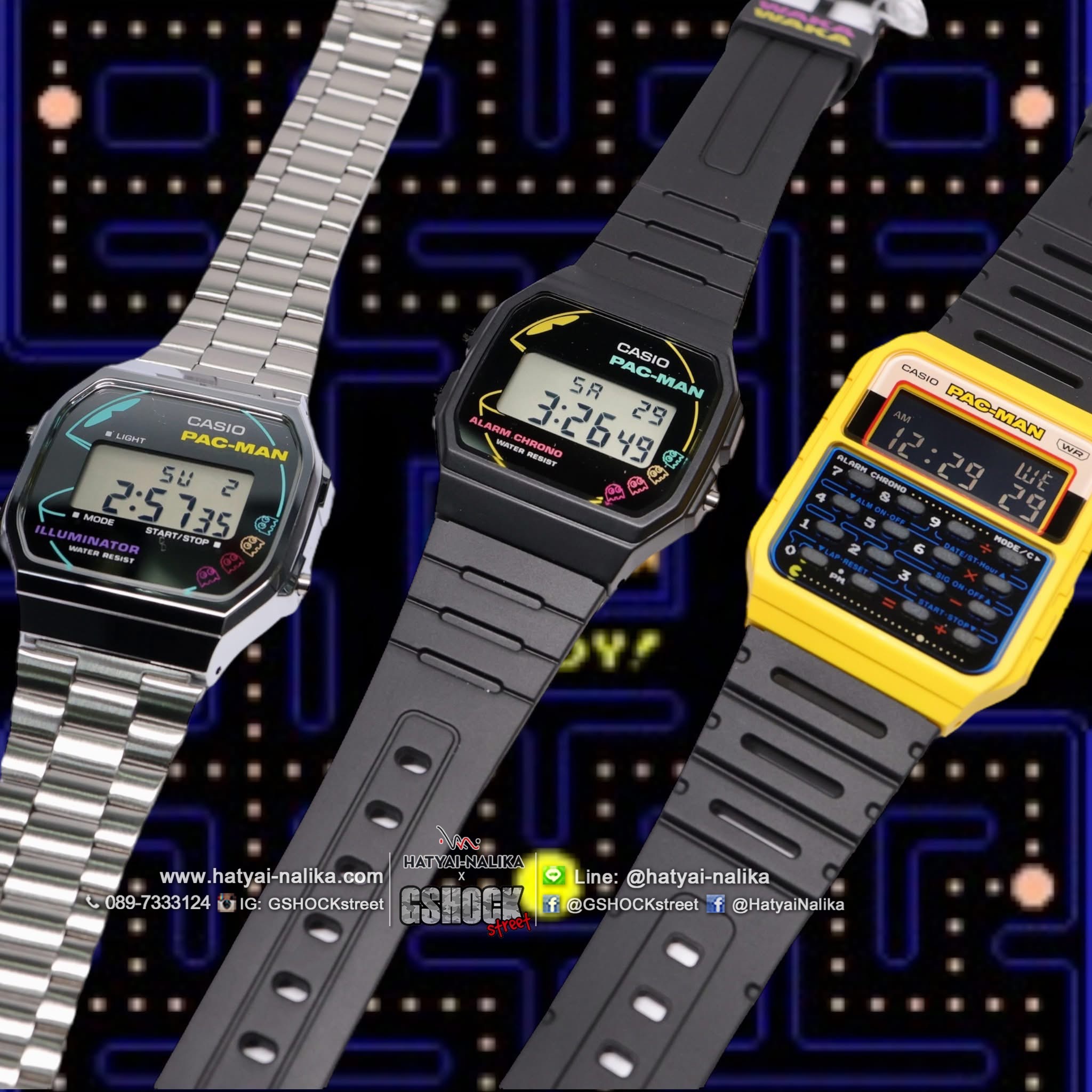นาฬิกา คาสิโอ CASIO x PAC-MAN Limited Collaboration models รุ่น A168WEPC-7A ของแท้ รับประกัน1ปี