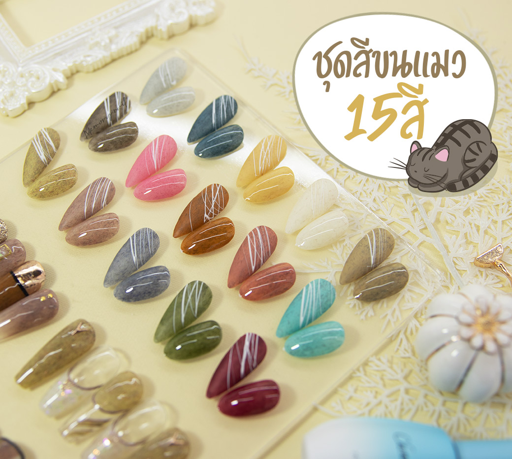 สีทาเล็บเจล รวมสีขนแมว Chenxiaon สีเจล ชุด15สี พร้อมชาร์ตสี