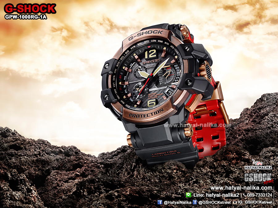 นาฬิกา Casio G-Shock นักบิน GRAVITYMASTER GPS Hybrid Waveceptor Vintage Rose Gold series รุ่น GPW-1000RG-1A ของแท้ รับประกัน1ปี
