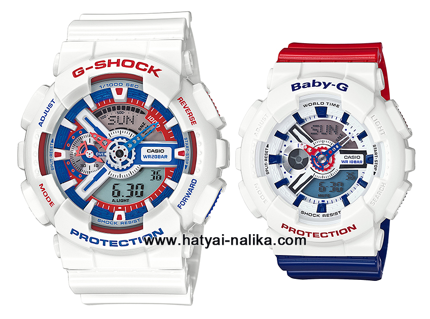 นาฬิกา คาสิโอ Casio G-Shock x Baby-G เซ็ตคู่รัก White Tricolor รุ่น GA-110TR-7A x BA-110TR-7A Pair set ของแท้ รับประกัน 1 ปี