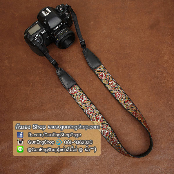 สายคล้องกล้องลายปักเก๋ๆ cam-in Nippon Wave-Brown
