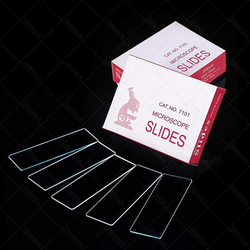 กระจกสไลด์ หนา 1 mm สี่เหลี่ยมผืนผ้า 1 กล่อง 50 แผ่น