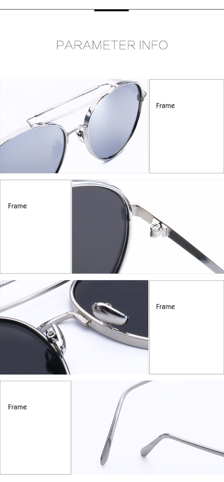 แว่นตา ฮาราจูกุ (Harajuku) เลนส์ปรอท สีเขียว กรอบสีิเงิน (UV400)