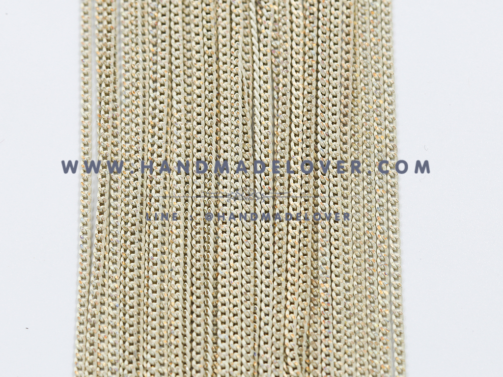 โซ่ โลหะสีครีม กัดลาย ขนาด 1.5 มิล