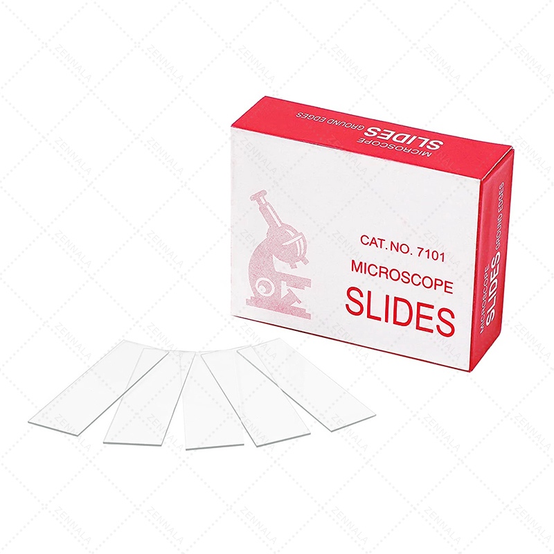 กระจกสไลด์ หนา 1 mm สี่เหลี่ยมผืนผ้า 1 กล่อง 50 แผ่น