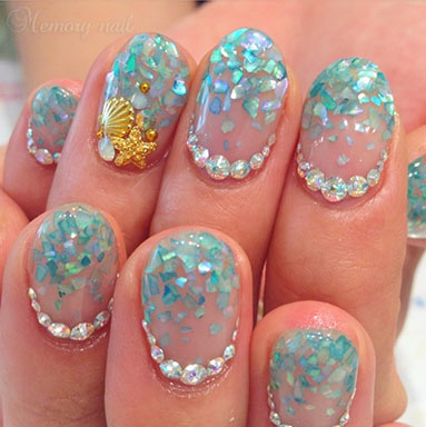 ลายเล็บ เปลือกหอย,shell nails,ลายเพ้นท์เล็บ เปลือกหอย