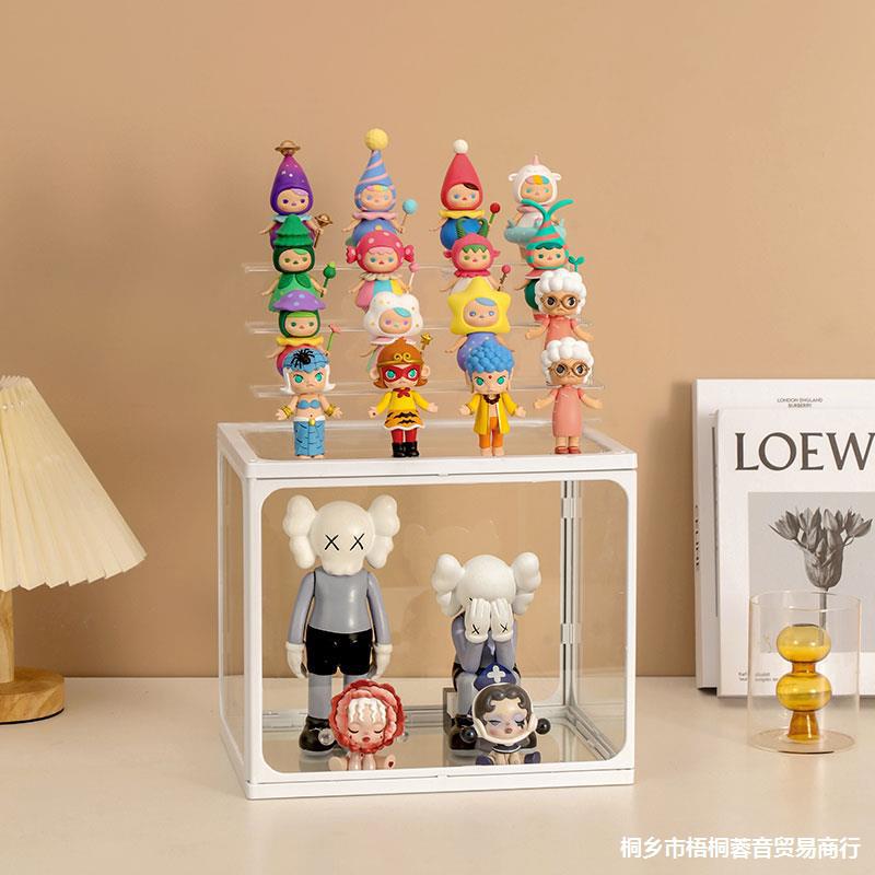 ชั้นวางโมเดล กล่องเหลี่ยม ขอบขาว พร้อมไฟ