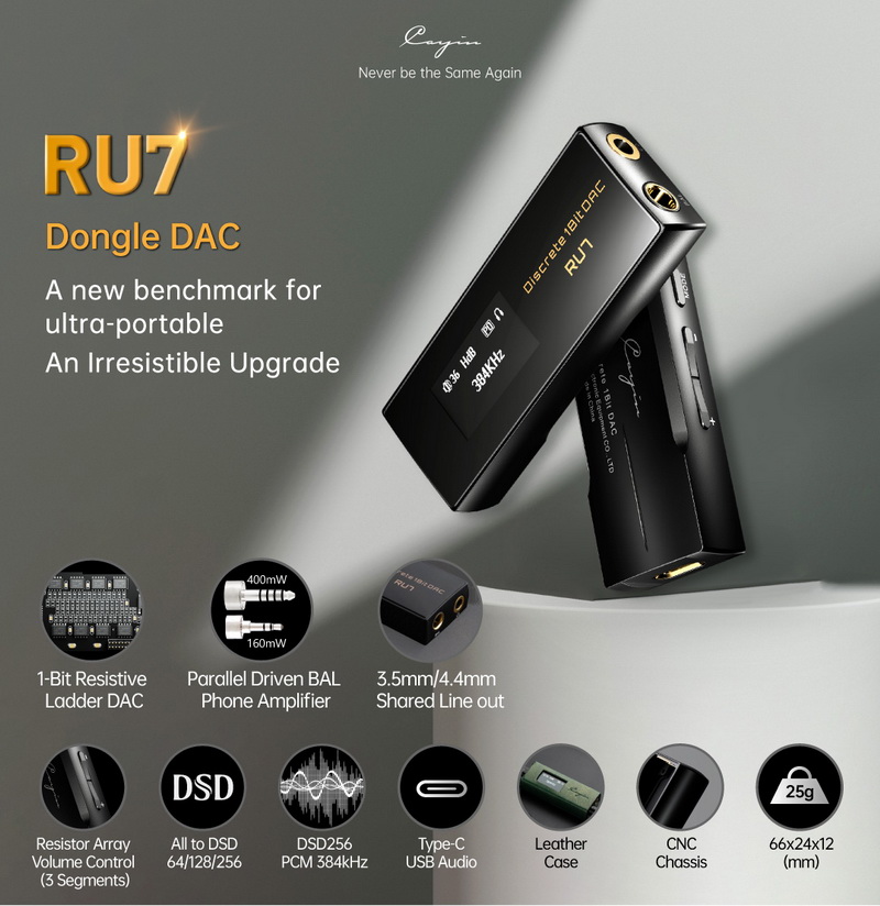 Cayin RU7 Dongle DAC 1 บิตแบบแยกส่วน เกณฑ์มาตรฐานใหม่สำหรับการพกพาแบบพิเศษ ประกันศูนย์ไทย