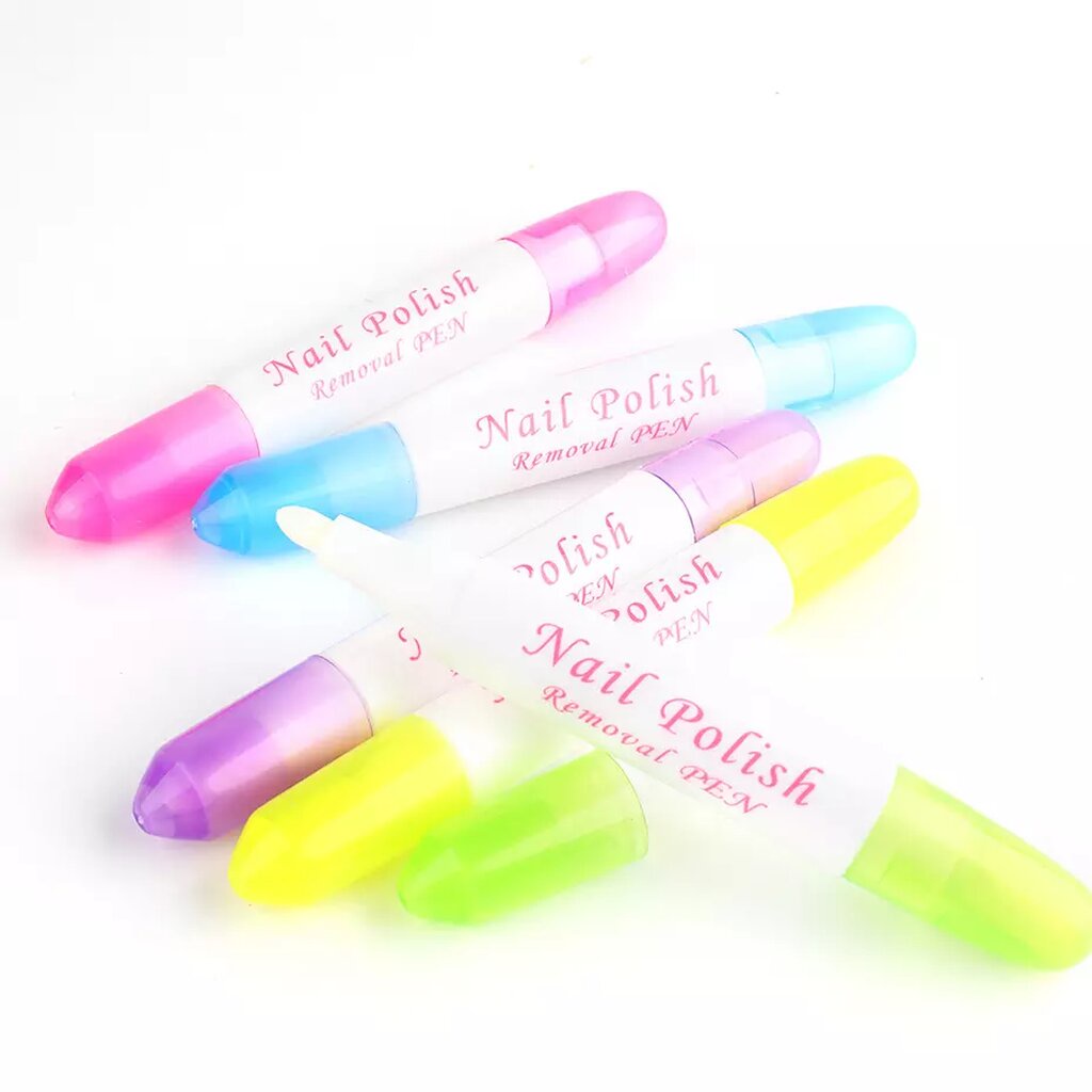 (1ด้าม) ปากกาเช็ดขอบเล็บ Nail Art Tools Empty Nail Edge Cleaning Pen with 3 Changeable Tips Nail Art Polish