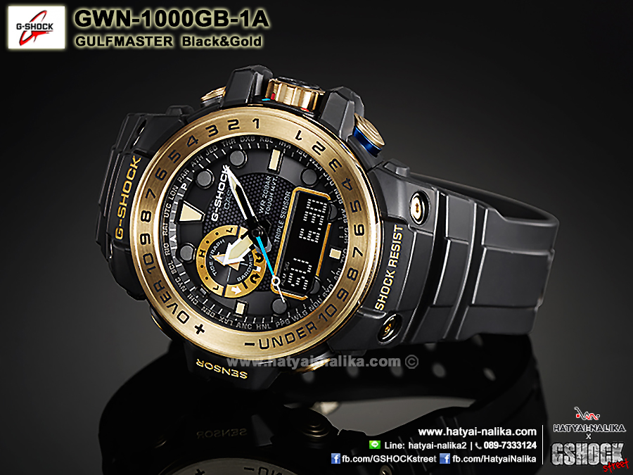 นาฬิกา Casio G-Shock GULFMASTER Black & Gold series รุ่น GWN-1000GB-1A ของแท้ รับประกัน1ปี (CMG)