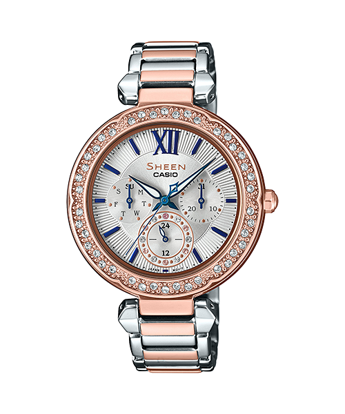 นาฬิกา คาสิโอ Casio SHEEN BLUE&PINK GOLD COLOR SERIES รุ่น SHE-3061SPG-7B ของแท้ รับประกัน1ปี