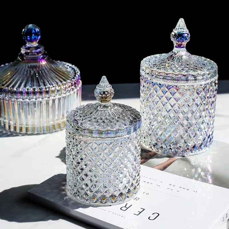 โถแก้ว สำหรับใส่สำลี ลูกอม ขนม ฯลฯ European style jar for candy/nuts/food/wedding celebration jewelry