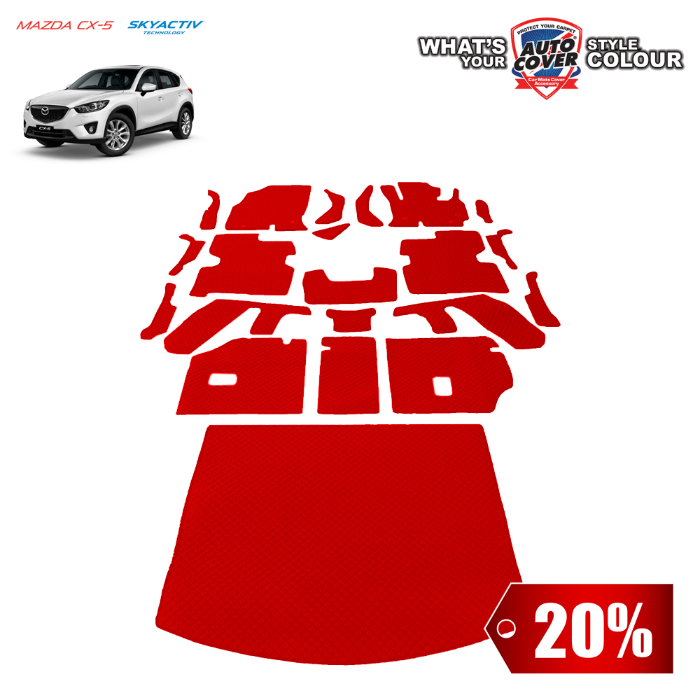 สินค้า PROMOTION!! MAZDA CX-5 พรมกระดุม Original ชุด All Full จำนวน 21 ชิ้น สีแดง