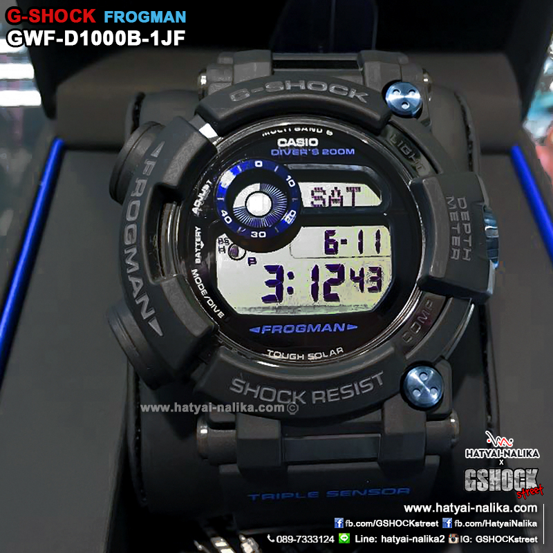 นาฬิกา Casio G-Shock มนุษย์กบ FROGMAN Triple Sensor /Multiband6 /Tough Solar/Carbon Fiber รุ่น GWF-D1000B-1 "Made in Japan"