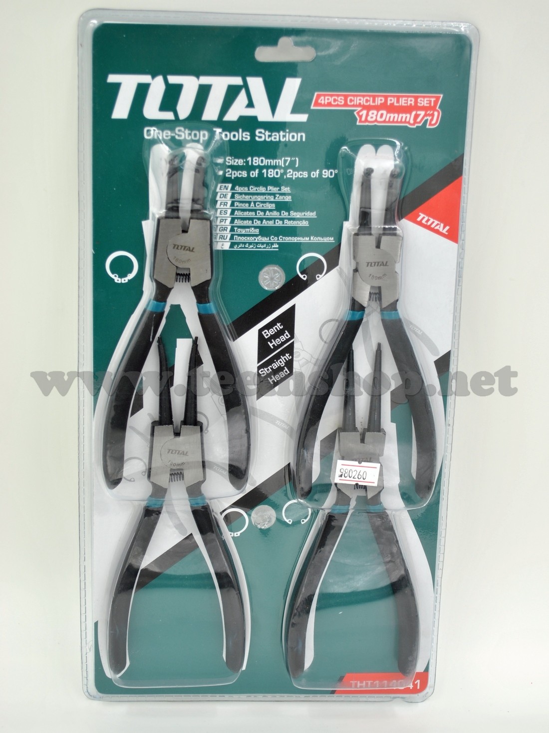 TOTAL คีมหนีบ-ถ่างแหวน 4ตัวชุด 7" THT-114041
