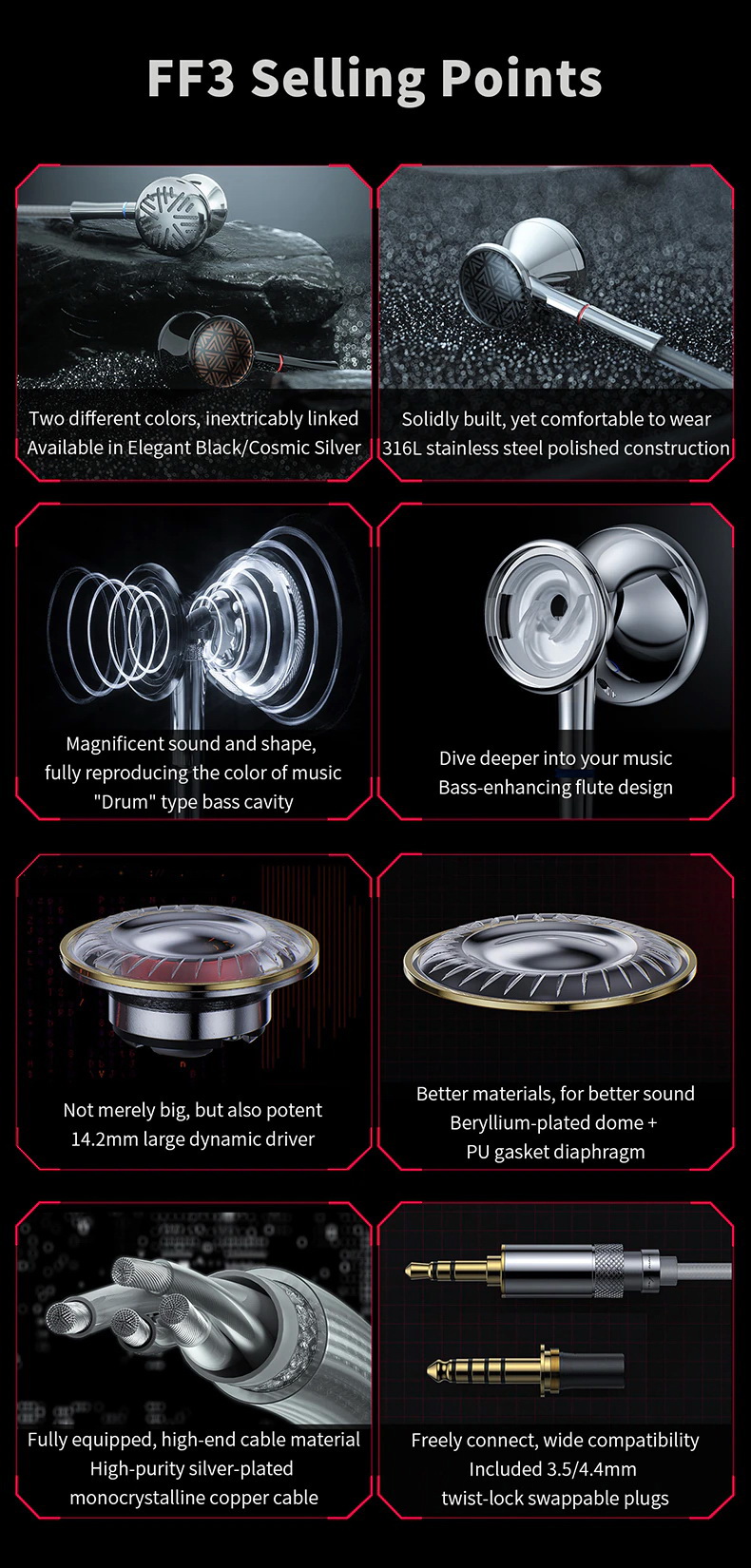 FiiO FF3 หูฟัง แบบ Drum ไดรเวอร์ Dynamic ประกันศูนย์ไทย