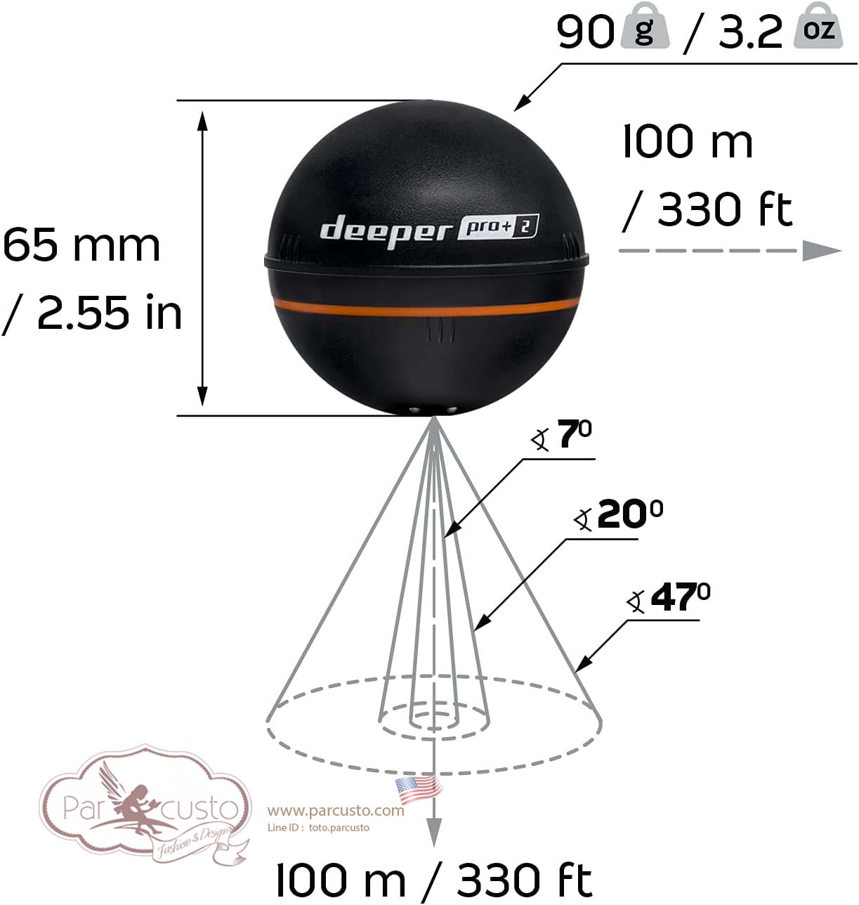 โซน่าจิ๋วอัจฉริยะ Deeper PRO+ 2 Sonar Fish Finder (รุ่นล่าสุด 2022) [Pre-order USA]