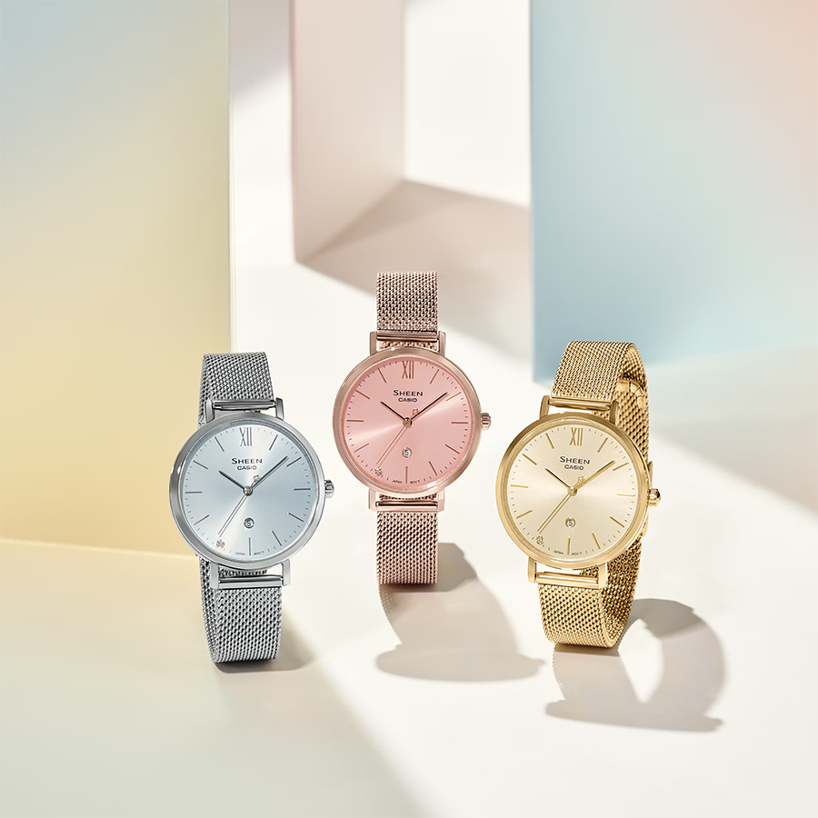 นาฬิกา คาสิโอ Casio SHEEN SAPPHIRE CRYSTAL คริสตัลแซฟไฟร์ SHE-4539 series รุ่น SHE-4539CM-4A ของแท้ รับประกัน1ปี