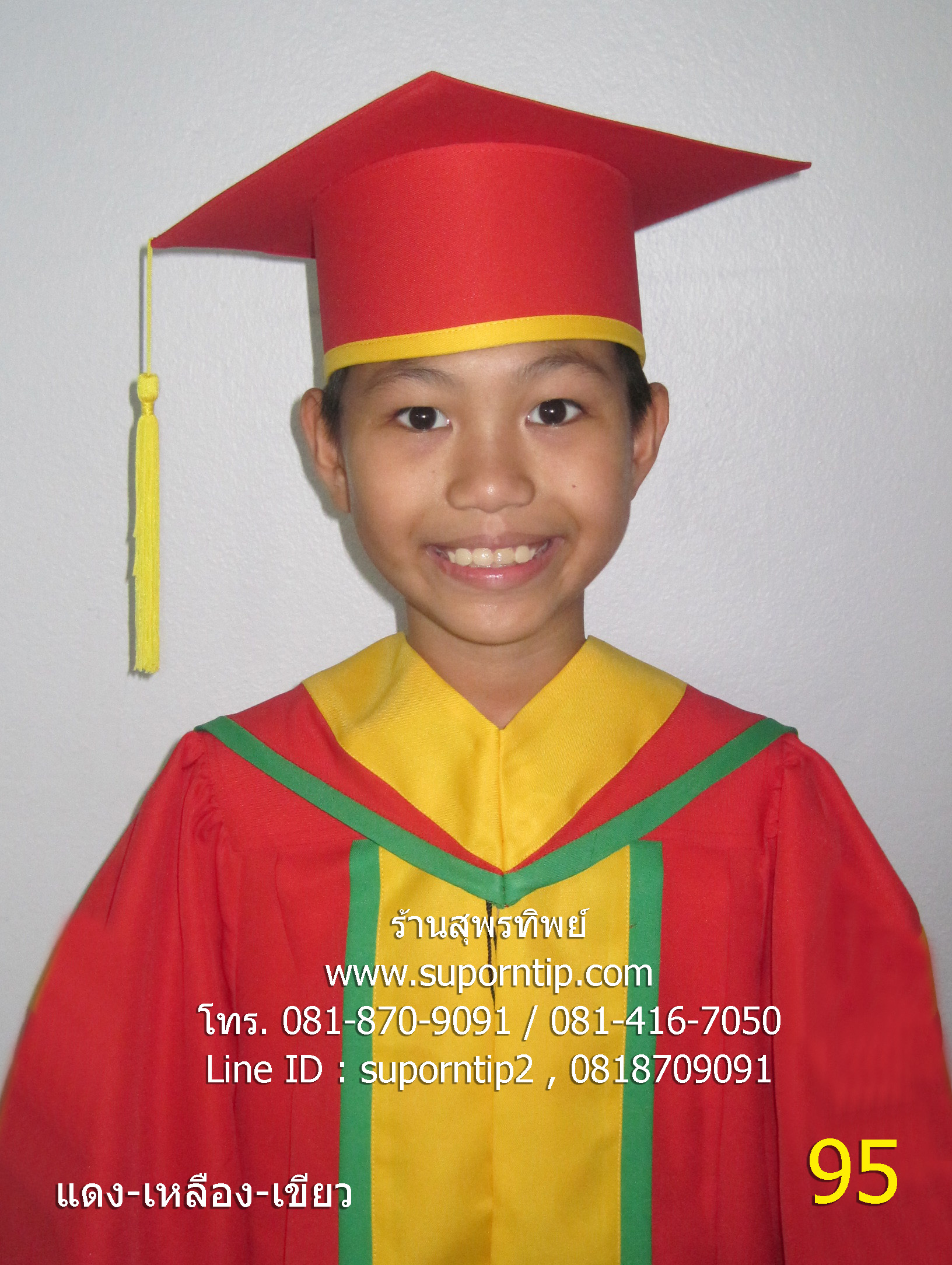 รับตัดชุดบัณฑิตน้อย แดง เหลือง เขียว,ชุดครุยอนุบาล,ชุดรับปริญญาเด็ก,ชุดครุยเด็กเล็ก