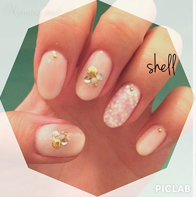 ลายเล็บ เปลือกหอย,shell nails,ลายเพ้นท์เล็บ เปลือกหอย