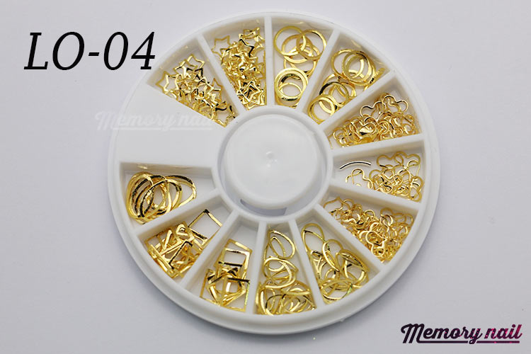 LO-04 โลหะเส้น ทรงต่างๆ สีทอง กล่องกลม 1กล่อง มี6แบบ