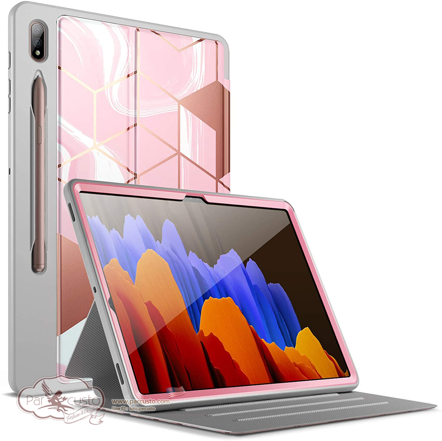เคส Samsung Galaxy Tab S7 Plus 12.4 inch 2020 [Popshine Marble Series] จาก Poetic [Pre-order USA]