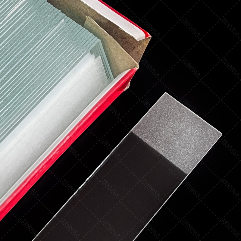 กระจกสไลด์ หนา 1 mm สี่เหลี่ยมผืนผ้า 1 กล่อง 50 แผ่น