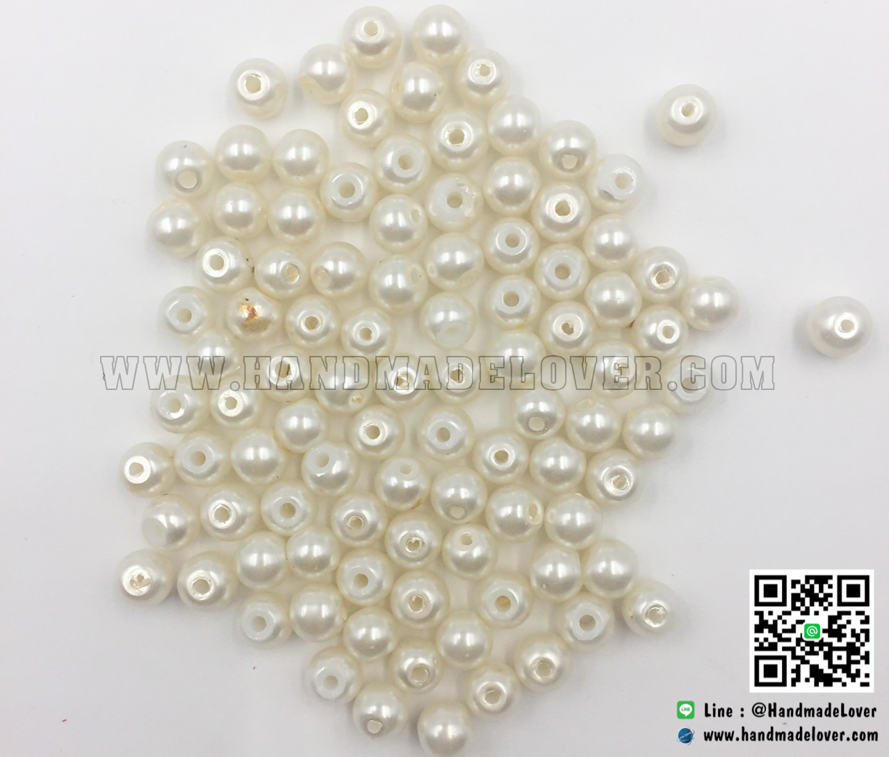 ลูกปัดมุก ทรงกลม ขนาด 5 มิล. (แพ็ค 10 กรัม ประมาณ 180 ชิ้น)