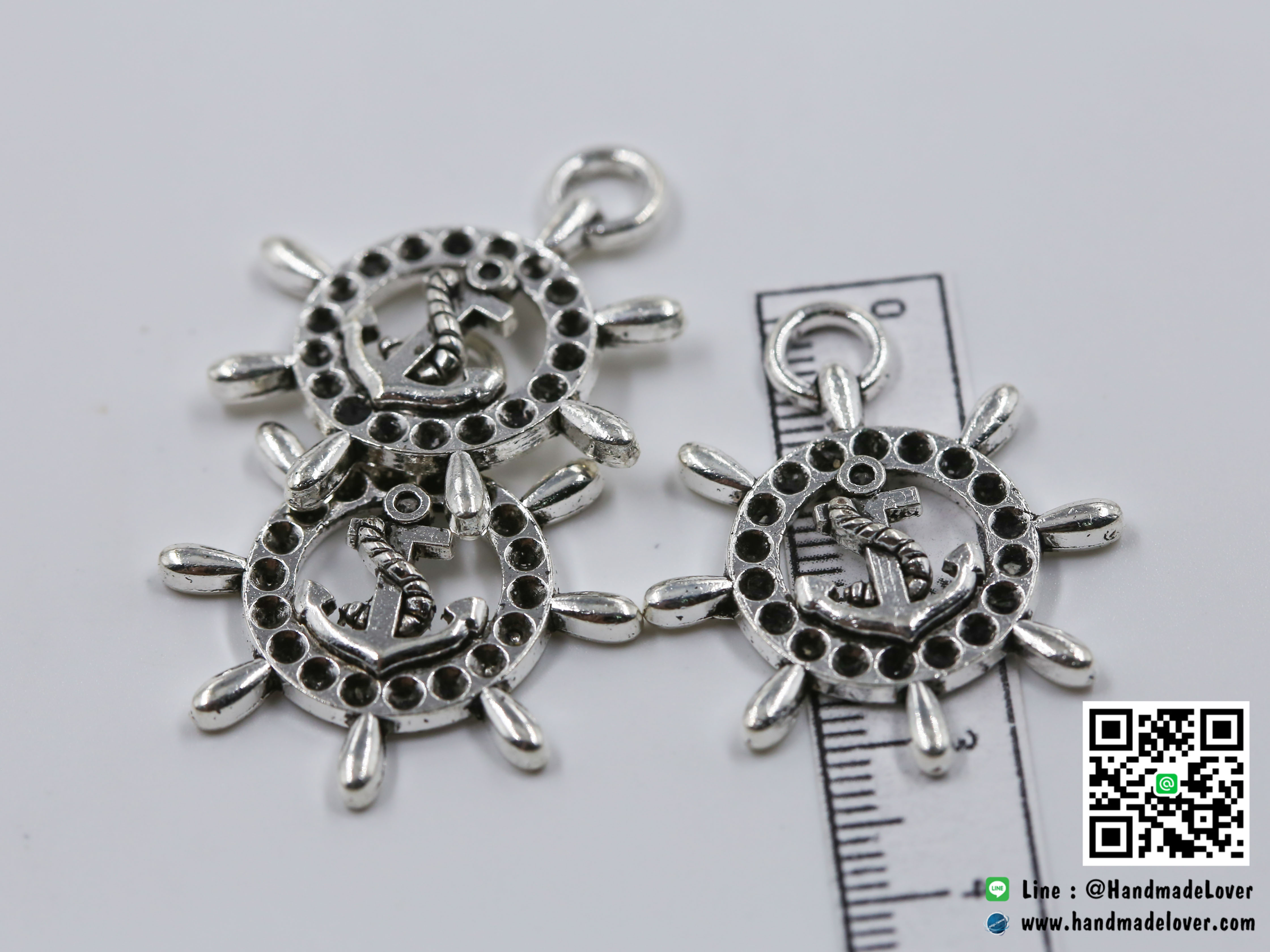 จี้ตัวห้อยซิป สีเงิน รูปสมอเรือ