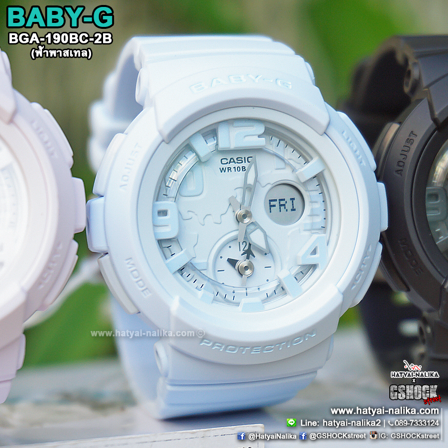 นาฬิกา Casio Baby-G Beach Traveler Pastel Bold Color series รุ่น BGA-190BC-2B (ฟ้าพาสเทล) ของแท้ รับประกัน1ปี