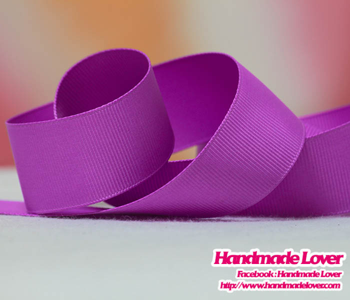 ริบบิ้นผ้า กรอสเกรน สีม่วงเข้ม [สีพื้น]
