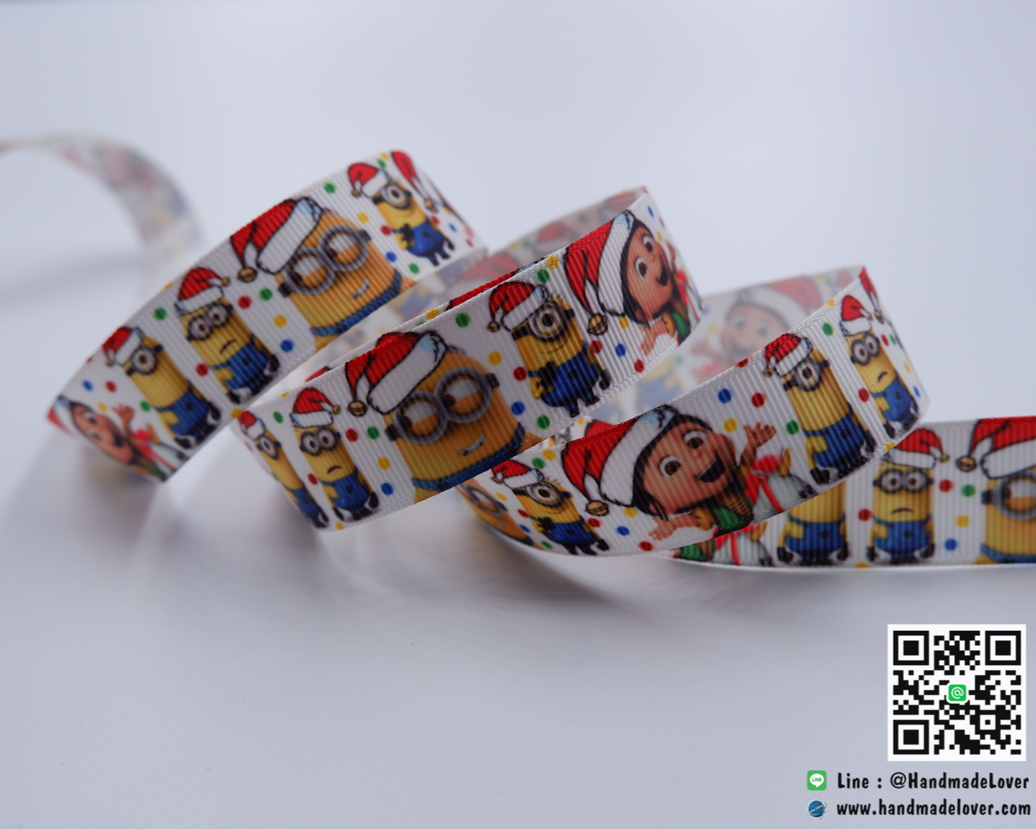 ริบบิ้นผ้า พิมพิ์ลาย Minions / มินเนียน ขนาด 22 มิล