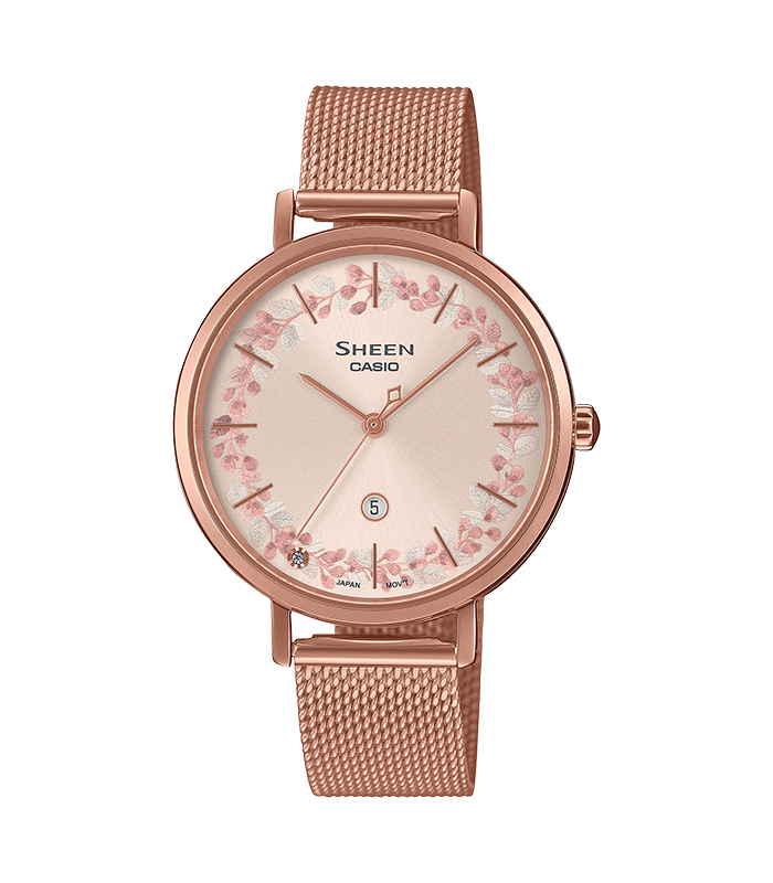 นาฬิกา คาสิโอ Casio SHEEN SAPPHIRE CRYSTAL คริสตัลแซฟไฟร์ SHE-4539 series รุ่น SHE-4539FPM-4A ของแท้ รับประกัน1ปี