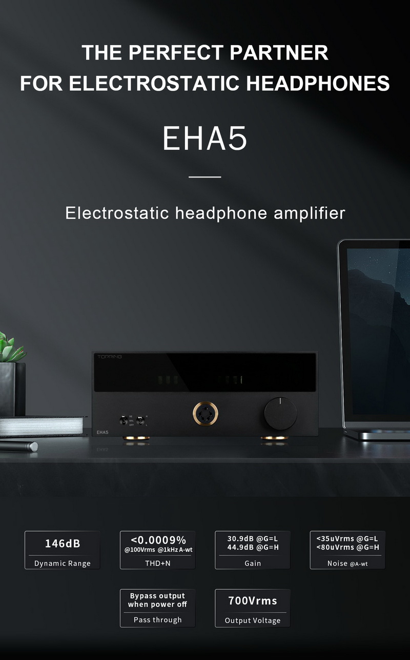 Topping EHA5 Headphone Amplifier คู่หูที่สมบูรณ์แบบสำหรับหูฟัง Electrostatic ของคุณ