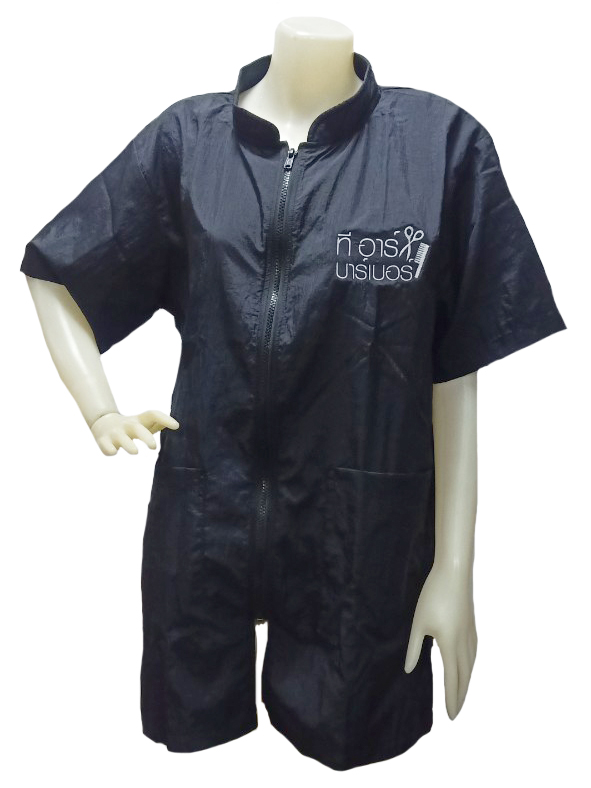 Dogtalog Groomer Apparel เสื้อคลุมผ้าร่ม เสื้อคลุมตัดขน เสื้อคลุมช่าง เสื้อคลุมกันเปื้อน สีดำ