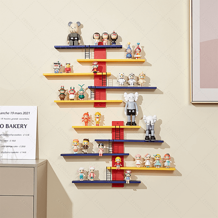 ชั้นวางโมเดล style Mondrian ติดผนัง มีบันไดเล็ก