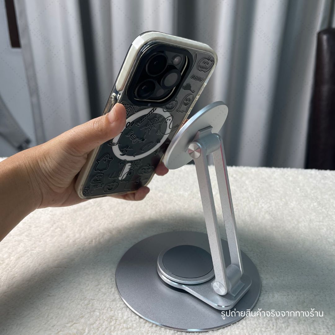 ขาตั้งโทรศัพท์แม่เหล็ก รุ่น 2 พับ สีเงิน