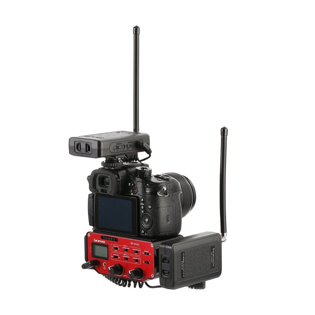 SR-WM4C*2+PAX2 - Wireless VHF Dual Lav System with 2 Transmitters, 2 Receivers, and Premium Audio Mixer