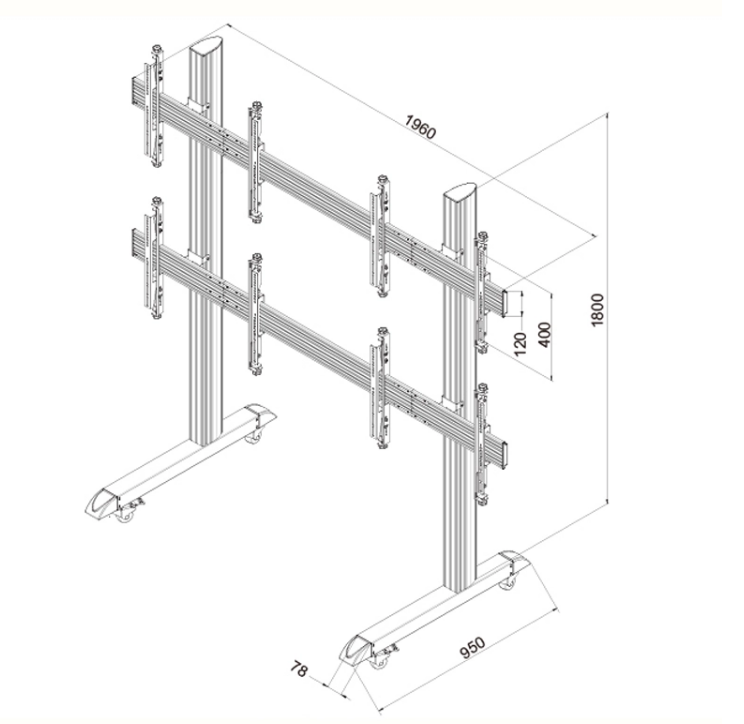 Mobile video wall mounting 2x2 ขาตั้งวีดีโอวอลล์ ขนาด 32-55 นิ้ว