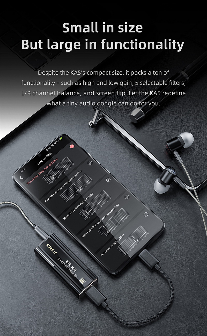 FiiO KA5 DAC/AMP พกพา พร้อมจอแสดงผล OLED ประกันศูนย์ไทย