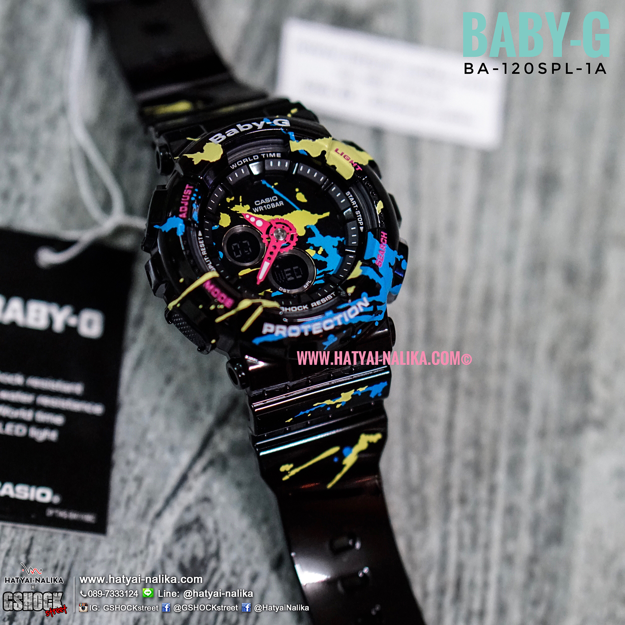 นาฬิกา Casio Baby-G BA-120SPL Splatter Pattern series รุ่น BA-120SPL-1A ของแท้ รับประกัน1ปี