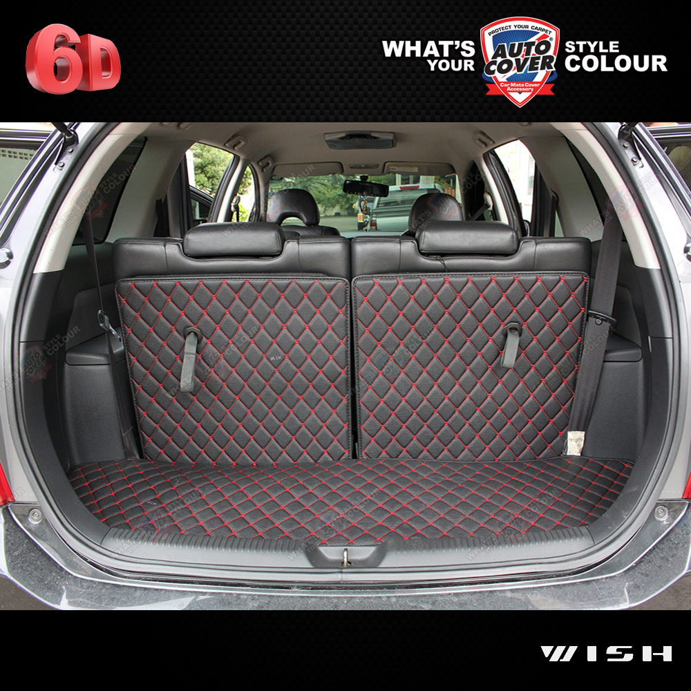 พรมปูพื้นรถยนต์ 6D รถ TOYOTA WISH โตโยต้า วิช พรมรถยนต์ รวมแผ่นท้ายและหลังพนักพิง จำนวน 7 ชิ้น