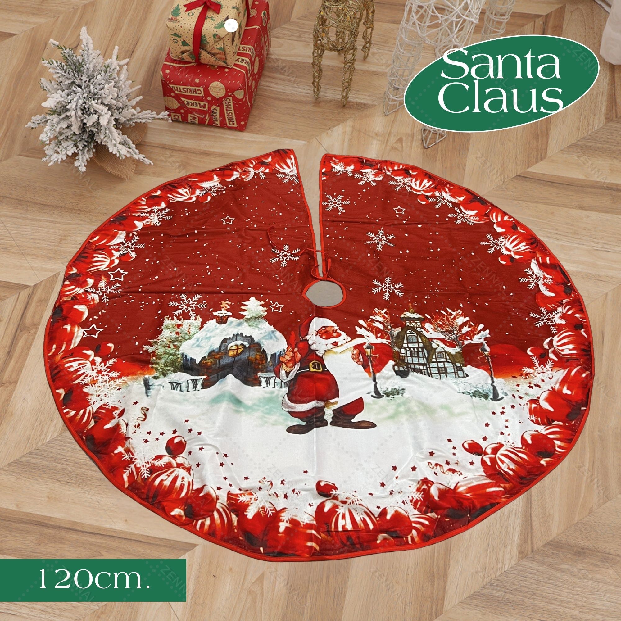 กระโปรงคลุมฐานต้นคริสมาสต์ Christmas Tree Skirt ของตกแต่งคริสมาสต์ มี 4 แบบให้เลือก