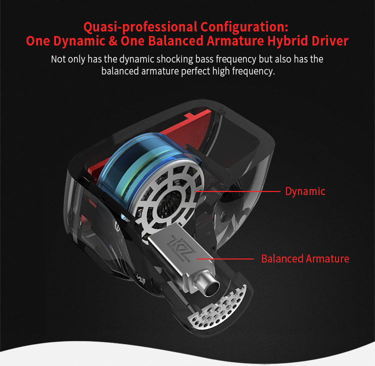 ขาย KZ ES4 หูฟัง Hybrid 2 ไดร์เวอร์ (1BA+1DD) ถอดสายได้