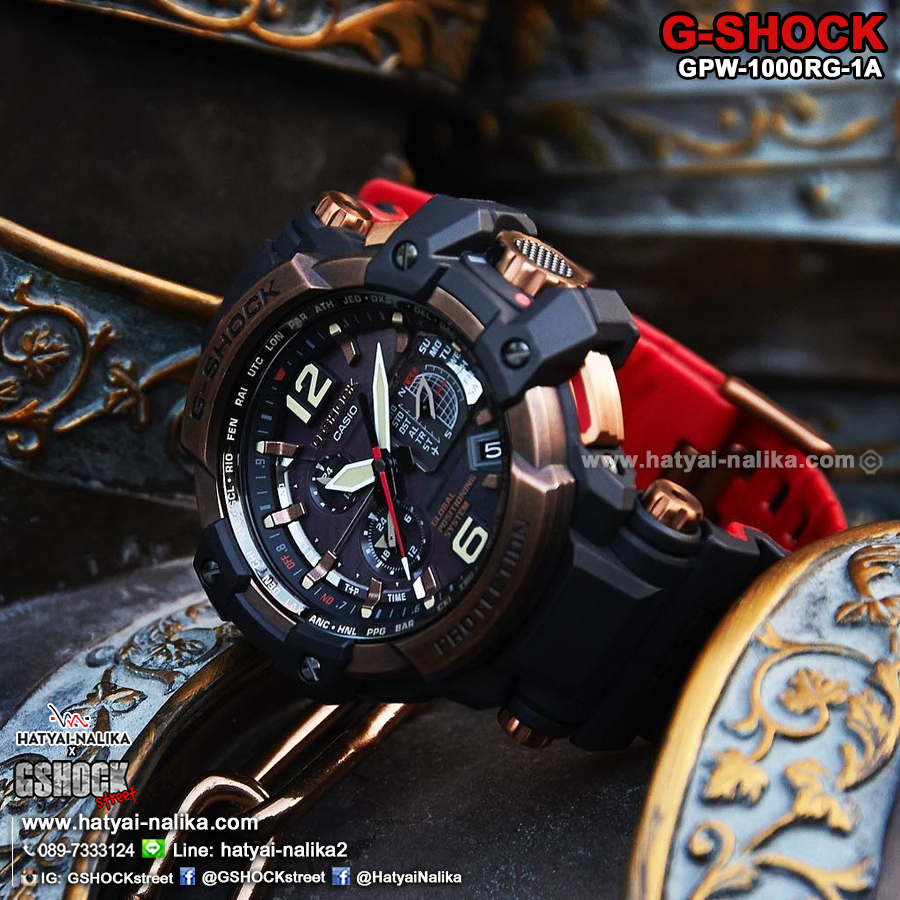 นาฬิกา Casio G-Shock นักบิน GRAVITYMASTER GPS Hybrid Waveceptor Vintage Rose Gold series รุ่น GPW-1000RG-1A ของแท้ รับประกัน1ปี