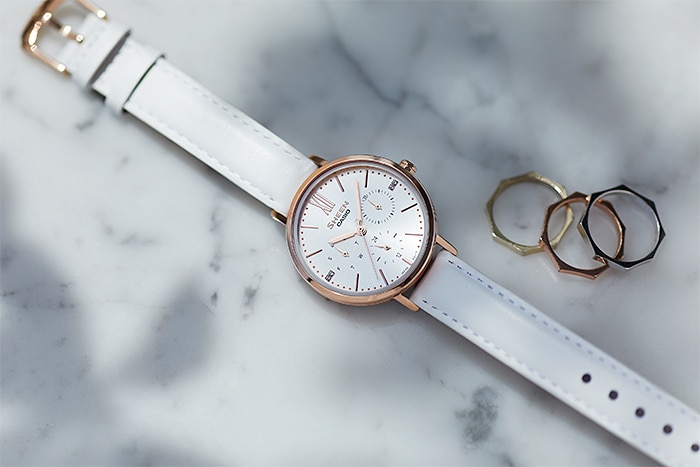 นาฬิกา คาสิโอ Casio SHEEN MULTI-HAND SHE-3064 series รุ่น SHE-3064PGL-7A ของแท้ รับประกัน1ปี