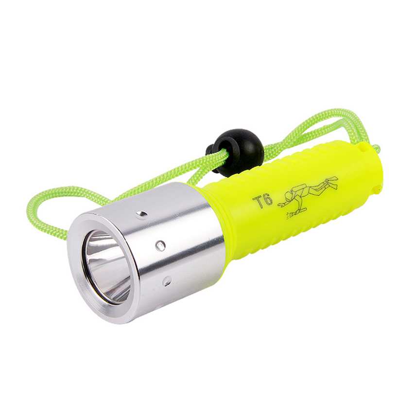 ไฟฉายดำน้ำพลาสติก หลอด XML-T6 รุ่นคาดข้อมือ แถมฟรี ถ่านแดง 18650 1 ก้อน พร้อมแท่นชาร์จ