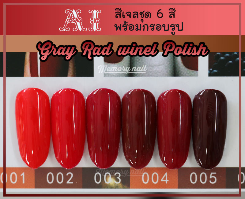 สเจล AI สีเจลทาเล็บ ชุด6ขวด พร้อมแถมกรอบรูปกระจก เลือกแบบสีด้านใน