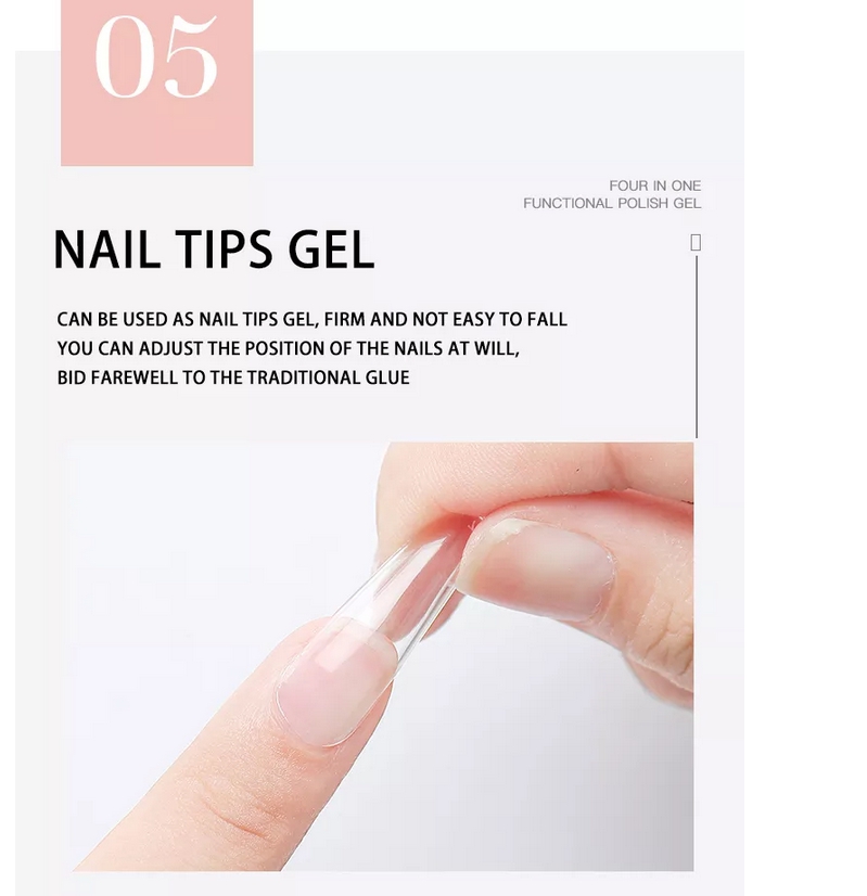 HS 4 in 1 Gel , เจลทาเล็บ, เบสเจล,เจลกาวต่อเล็บ, เจลหนา,เจลเคลือบหน้าเล็บ, g0] หลังเต่า